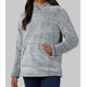 NWT 32 Degrees Women's Super Soft Sherpa Pullover Hoodie Sweater XL Heather‎ Blk